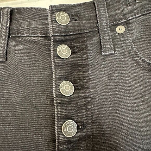 Madewell Wide Leg Crop Jeans Size 26 Black Denim Button Front High Rise J7952 - Picture 5 of 11